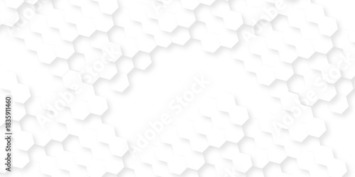 Futuristic abstract emboss white hexagon pattern vector design. Hexagon concept design abstract cube business technology background.	