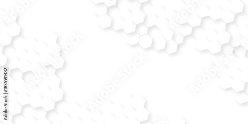 Futuristic abstract emboss white hexagon pattern vector design. Hexagon concept design abstract cube business technology background.	