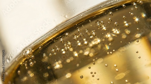 Photography Golden Effervescence: Sparkling Bubbles in a Glass