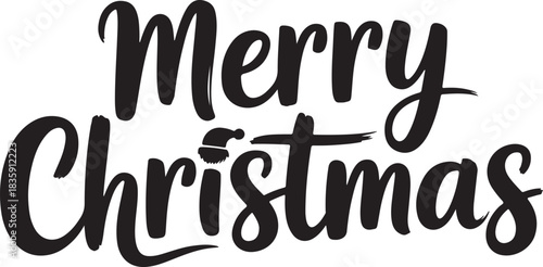 Brush Stroke Merry Christmas with Santa Beard