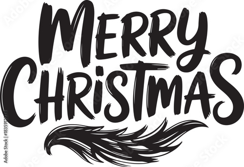 Brush Stroke Merry Christmas with Santa Beard