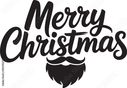Brush Stroke Merry Christmas with Santa Beard