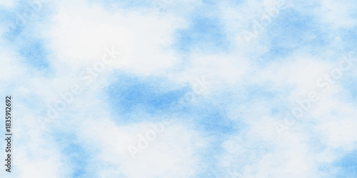 Beautiful bright summer day sky with fluffy white clouds and blue atmosphere