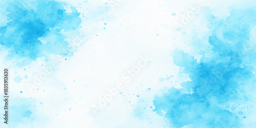 Abstract blue watercolor paint texture design with light sky blue and white pattern for winter ice art background