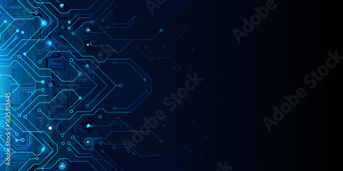Abstract blue circuit board background for technology and innovation concepts