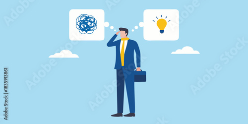 Businessman thinking about problem solving and finding new ideas