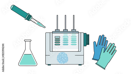 Modern laboratory equipment for scientific research and medical analysis, showcasing advanced technology and precision tools in a clean, bright setting