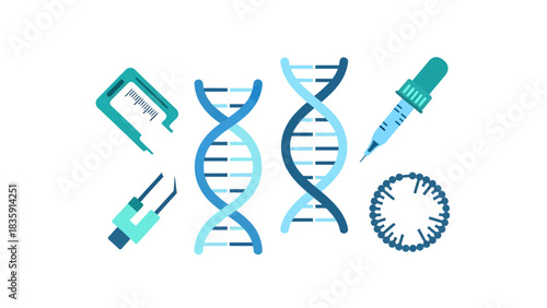 Cutting-edge scientific research and innovation with DNA models and lab equipment for breakthroughs in medicine and genetic engineering studies