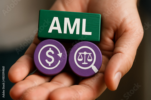 AML Anti Money Laundering Business Concept. Dirty Money Corruption Crime