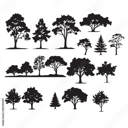 Diverse Tree Silhouettes Collection