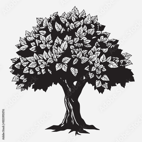 Tree Vector Illustration Pack – Detailed, Silhouette, and Colorful Foliage Tree