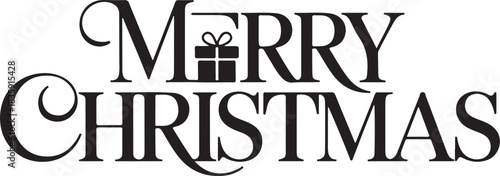 Luxury Serif Merry Christmas with Gift Box Symbol