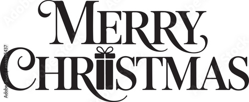 Luxury Serif Merry Christmas with Gift Box Symbol