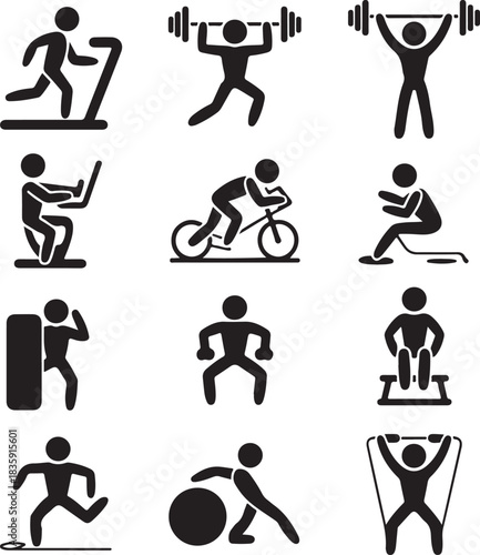 Man Athletic Gym Gymnasium Body Exercise Workout Pictogram