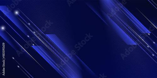 Dark Blue Golden Royal Awards Graphics Background. Lines Growing Elegant Shine Spark. Luxury Premium Corporate Abstract Design Template. Classic Shape Post. Center LED Screen Visual. Lights Fireworks