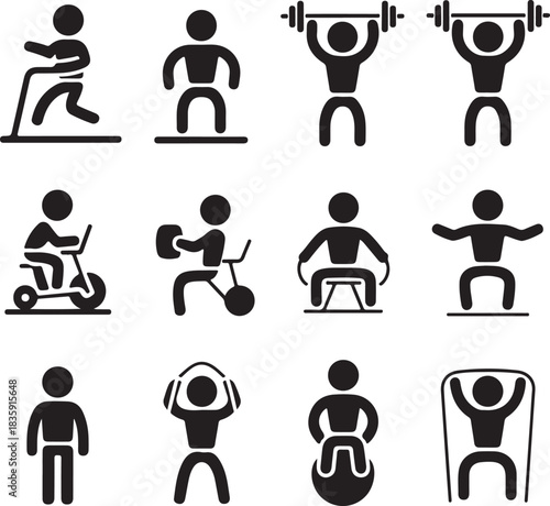Man Athletic Gym Gymnasium Body Exercise Workout Pictogram