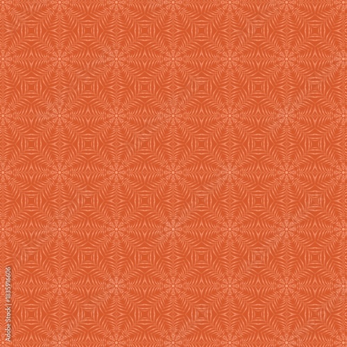 This image displays a seamless graphic background pattern in shades of orange and light orange. The design is intricate and features an organized geometric layout, resembling large diamond.