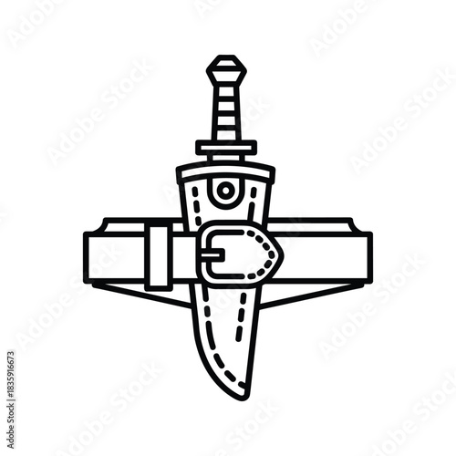 Dagger with Scabbard and Belt Outline Icon