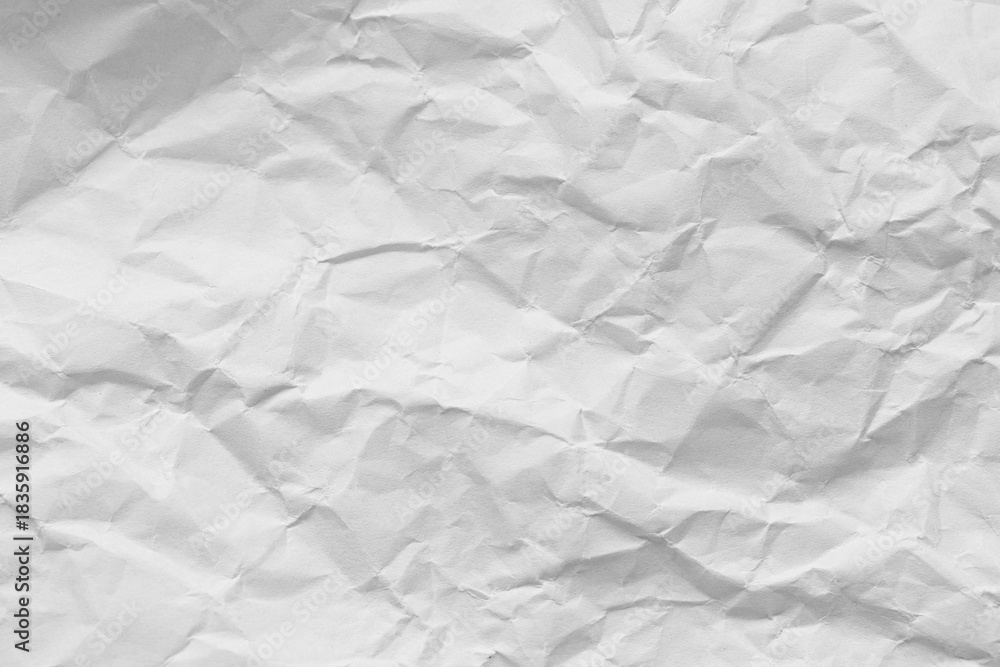 Fototapeta premium Crumpled white paper texture,isolated crumpled paper texture background,Crumpled paper texture. Realistic white crumpled paper background. Horizontal wrinkled empty notepad sheet. 