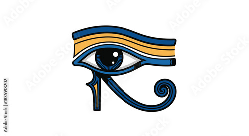 The ancient Egyptian symbol, the Eye of Horus or Wadjet eye, representing protection, health, and royal power. Vector illustration of a mythologic and spiritual amulet.