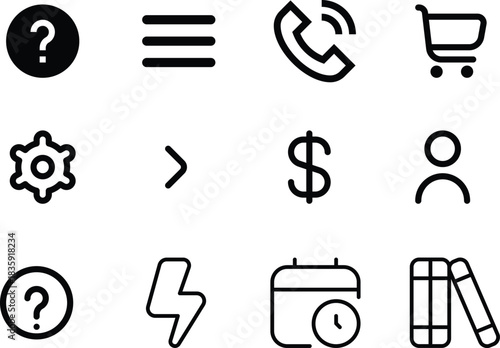Essential Business and Office Utility Outline Icon Set