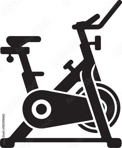 Simple black exercise bike icon minimalist fitness equipment outline silhouette