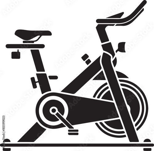 Stationary exercise bike icon representing fitness, health, and indoor workout routines for cardio training, physical activity, and home gym equipment