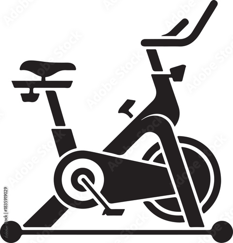 Stationary exercise bike icon representing fitness, health, and indoor workout routines for cardio training, physical activity, and home gym equipment