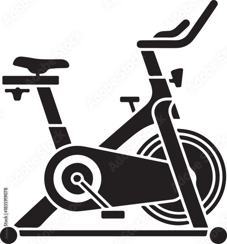 Stationary exercise bike icon representing fitness, health, and indoor workout routines for cardio training, physical activity, and home gym equipment