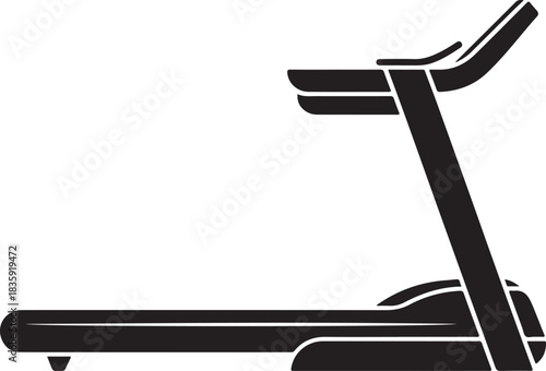Treadmill silhouette illustration modern fitness equipment cardio machine gym workout training technology simple design vector, treadmill, silhouette, fitness equipment, cardio, exercise, machine, gym