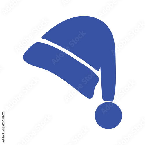 A simple blue graphic icon of a traditional sleeping nightcap with a pom-pom.