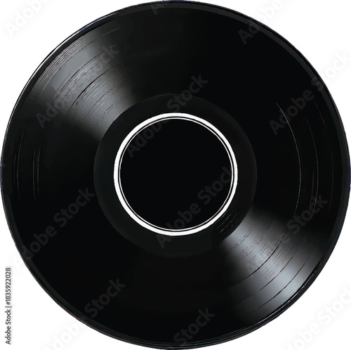 Black Vinyl Record on White Background music