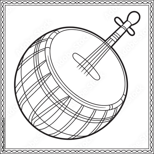 folk musical string instrument Stylized line art