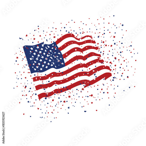 USA Flag Graphic with Stars – Patriotic Vector Art for 4th of July