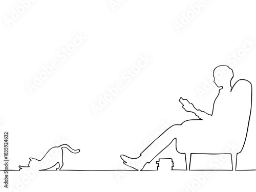 読書をする男性のアウトライン