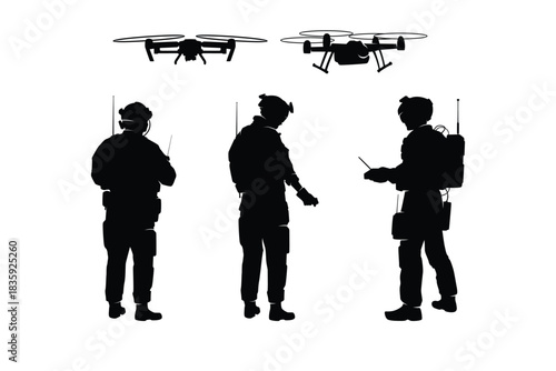 Military FPV Drone Special Silhouette Illustration Desain Vector
