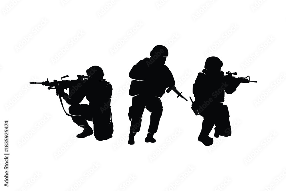 Fototapeta premium Military Special Silhouette Illustration Design Vector