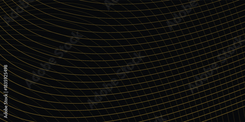 Abstract background with waves for banner. Medium banner size. Vector background with lines. Element for design isolated on black. Black and colorful