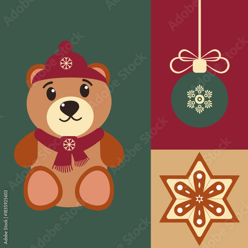 Christmas teddy bear seamless pattern
