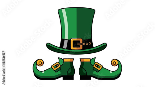 A festive green leprechaun hat and shoes, perfect for St. Patrick's Day celebrations.