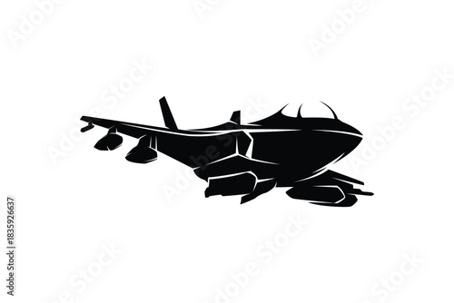 Fighter Jet military aircraft Logo Illustration vector design 