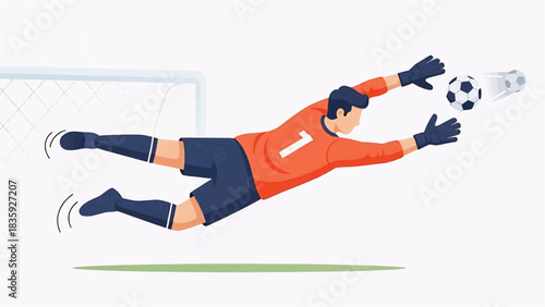 Soccer Goalkeeper Catching Ball Mid Air Illustration