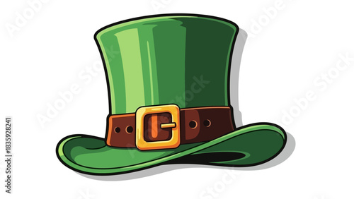 Leprechaun hat with brown belt and gold buckle.