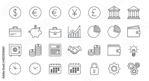 Collection of Hand-Drawn Financial and Business Icons.