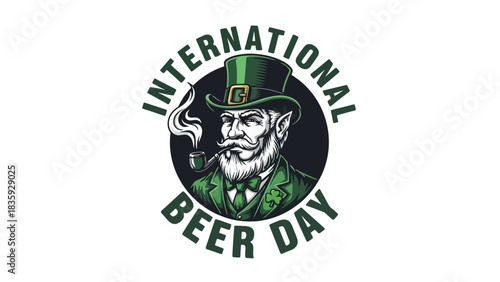Celebrate International Beer Day with a Festive Leprechaun Illustration