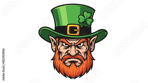 Irish Leprechaun Character with Green Hat and Beard, Folklore Mythical Creature