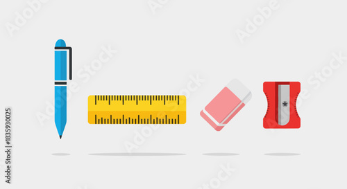 Essential School and Office Stationery Supplies Set.