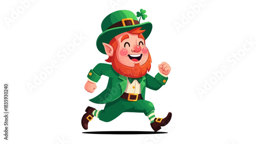 Whimsical Leprechaun Running with Joyful Expression for St patricks day