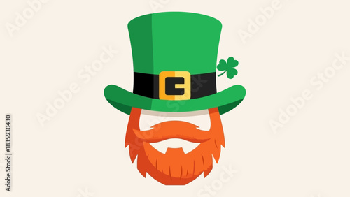 Leprechaun with green hat and beard for St. Patrick's Day.