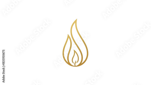 Golden Line Art Flame Icon Isolated Vector for Design isolated PNG with Transparent Background